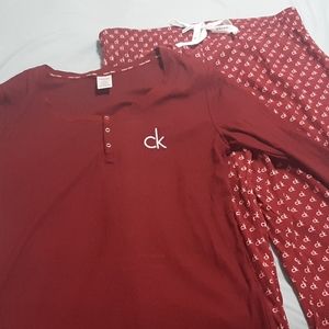 NWOT Calvin Klein burgundy pajama set